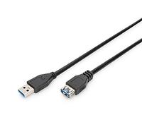 DIGITUS USB 3.2 Gen1 extension cable - 3 m - USB A (plug) to Type A (socket) - 5 Gbps - for printers, card readers, keyboards, cameras, hubs - Black