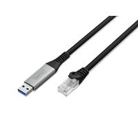 Digitus USB to Ethernet Cable - Type-A to RJ45 - USB-A 3.2 Gen1 - 1 Gbit/s - 5 m - LSZH - CAT 6A S/FTP - AWG 26 - Plug & Play - Black