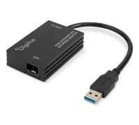 DIGITUS USB 3.2 Gen1 SFP Fibre-Optic Network Adapter - 1 Gbit/s | Without SFP module - Plug & Play - USB to fibre-optic converter - Fibre-optic interface - Black
