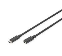 DIGITUS USB 3.2 Gen2 extension cable - 0.7 m - USB-C (plug) to Type C (socket) - 10 Gbps - Video 4k 30Hz - 100W - for laptop, computer, smartphone - Black