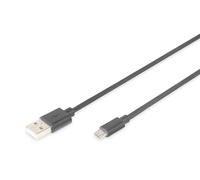 DIGITUS 3m Length USB 2.0 A Male - Micro B Male Connection Cable - Black