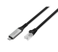 Digitus USB to Ethernet Cable - Type-C to RJ45 - USB-C 3.2 Gen1 - 1 Gbit/s - 2 m - LSZH - CAT 6A S/FTP - AWG 26 - Plug & Play - Black