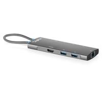 DIGITUS USB-C Docking Station - 8-Port - 1x HDMI 2.0, 5x USB 3.2 Gen 1 | 1x RJ45 Gigabit Ethernet - UHD 4K 60 Hz - 100W Power Delivery - 8-in-1 - Grey
