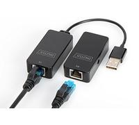 DIGITUS USB Extender - Range 50 m - USB 2.0 - UTP, STP & S-FTP network cable from Cat-5 - Plug & Play - Black