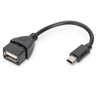 DIGITUS Assmann Electronic USB 2.0 OTG 0.2m - Adapter Cable (USB Mini B, OTG, Male/Female, Black, UL)