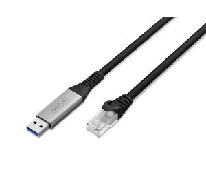 Digitus USB network cable - Type-A to RJ45 - USB-A 3.2 Gen1 - 1 Gbit/s - 3 m - LSZH - CAT 6A S/FTP - AWG 26 - Plug & Play - Black