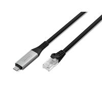 Digitus USB to Ethernet Cable - Type-C to RJ45 - USB-C 3.2 Gen1 - 1 Gbit/s - 10 m - LSZH - CAT 6A S/FTP - AWG 26 - Plug & Play - Black