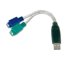 DIGITUS USB to PS/2 Adapter - Mouse & Keyboard Adapter - USB Type-A male to 2x Mini-Din 6 female - Win 10 - Plug & Play