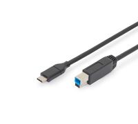DIGITUS USB 3.2 Gen1 cable - 1.8 m - USB-C to Type-B - 5 Gbps - for printers, scanners, hard drive enclosures, hubs - black