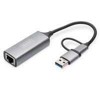 Digitus USB Type-C™ Gigabit Ethernet Adapter 2.5G. USB-C™ + USB A (USB