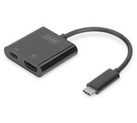DIGITUS USB Type C to HDMI Adapter, 4K/60Hz + USB C (PD), black