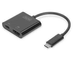 DIGITUS USB Type C to HDMI Adapter, 4K/60Hz + USB C (PD), black