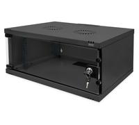 DIGITUS network cabinet - 19-inch rack 4 U - Unassembled - Wall mounting - 400 mm depth - Load capacity 60 kg - Glass door - SOHO series - Black