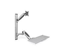 DIGITUS DA-90354 - Stand/sit workstation - Monitor mount with keyboard shelf - Wall mounting - 2x gas pressure spring - 1 monitor - Up to 27 inch - VESA 75x75, 100x100 - Silver