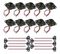 DiGiYes 10Pcs Active Piezo Buzzer SFM-27 DC 3-24V 95DB High Decibel Alarm Siren with 10pcs 9V Battery Connector for Motorcycle Car Scooter (Black)