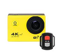 DIGNIFE Action Camera, Ultra HD 4K Action Camera WiFi Remote Control Sports Video Recording Camera DV DVR 170D 30M Go Waterproof Pro Mini Helmet Camera(Giallo)