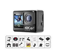 DIGNIFE Action Camera, Waterproof 4K 60FPS Anti-shake Action Camera Dual Screen 170° Wide Angle 30m Waterproof Sport Camera With Remote Control Outdoor Sport Cam(No card,4K -V35)