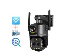 DIGNIFE Surveillance Camera, 8K Camera Outdoor 20X Zoom Four Lens Dual Screen Security Cam PTZ CCTV Monitor Auto Tracking Surveillance Camera(8K 20xZoom Add 64G)