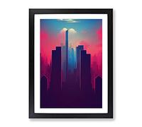 Dignified City Skyline Abstract Framed Print | A3 Black Framed Wall Art | Ready to Hang | Abstract Cityscape Picture | Living Room Bedroom Lounge Office