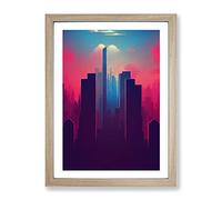Dignified City Skyline Abstract Framed Print | A3 Oak Framed Wall Art | Ready to Hang | Abstract Cityscape Picture | Living Room Bedroom Lounge Office