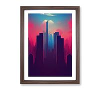 Dignified City Skyline Abstract Framed Print | A4 Walnut Framed Wall Art | Ready to Hang | Abstract Cityscape Picture | Living Room Bedroom Lounge Office