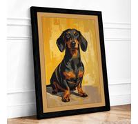 Dignified Dachshund Modern Framed Wall Art Print A1 (84.1×59.4cm) Black, Wall Decor for Living Room, Bedroom, Office & Home, Ready to Hang, Art Gift