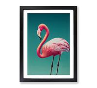 Dignified Flamingo Framed Print | A3 Black Framed Wall Art | Ready to Hang | Modern Animal Picture | Living Room Bedroom Lounge Office