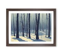 Dignified Winter Forest Framed Print | A4 Walnut Framed Wall Art | Ready to Hang | Modern Landscape Picture | Living Room Bedroom Lounge Office