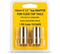 Dignitree 15mm x 1/2" BSP Brass Tap Tail Adaptor, Compression to BSP Connector for Monobloc Mixer Taps, Solid Brass Tap Connector for Basin Sink Plumbing Installations (15mm x 1/2" BSP)