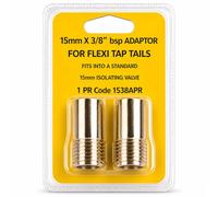 Dignitree 15mm x 3/8" BSP Brass Tap Tail Adaptor, Compression to BSP Connector for Monobloc Mixer Taps, Solid Brass Tap Connector for Basin Sink Plumbing Installations (15mm x 3/8" BSP)