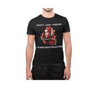 Dignity Hope Freedom for Peace Free Palestine Unisex T-Shirt Adults Supporters Free Gaza I Stand with Palestine Tee (XXL,Black)