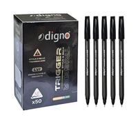 DIGNO TriPRO Ballpoint Pens, BLACK, 1.0mm Medium Point, Pack of 50, Trio Grip, Multipack, Bulk Pack, Home Business School Office Hospital Professional Use