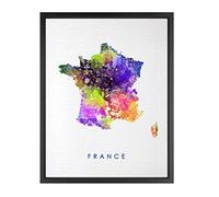 Dignovel Studios 8X10 France Map Watercolor Illustrations Art Print Wedding Gift Wall Art Poster Giclee Wall Decor Art Home Decor Wall Hanging World map Print N206