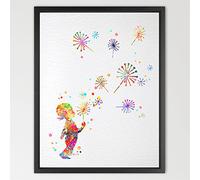 Dignovel Studios 8X10 Little Girl & Dandelion Watercolor Print Kids Art Home décor Nursery décor Wall Art Print Children's Room décor Wall Hanging New Baby Gift playroom décor N118