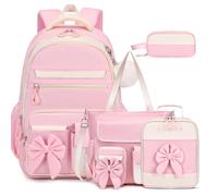 DIGOBAY Backpack for Girls, 4PCS Girls Backpack for School with Tote Bag Lunch Bag Pencil Case, Cute Kids Teens Bookbag for Kindergarten Elementary Preschool Middle School
