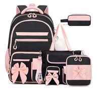 DIGOBAY Backpack for Girls, 4PCS Girls Backpack for School with Tote Bag Lunch Bag Pencil Case, Cute Kids Teens Bookbag for Kindergarten Elementary Preschool Middle School