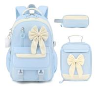 DIGOBAY Bows Backpack, Blue, 17.71 x 12.60 x 8.26 inches, Cute