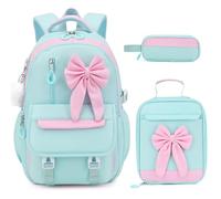 DIGOBAY Bows Backpack, Light Blue, 17.71 x 12.60 x 8.26 inches, Cute