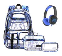 DIGOBAY Clear Backpack with Lunch Box, Pencil Cace, Lighting Blue, M, Cool