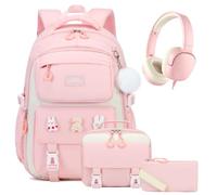DIGOBAY Girls Backpack Set for School, Kids Backpack for Girls with Lunch Box Pencil Case, Pink, Traditional Backpacks