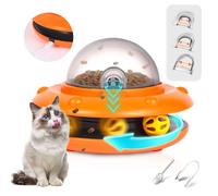 DigScape Electric Interactive Cat Toy Stimulate Play & Healthy Eating for Indoor Cats Auto-Feeder & Bell Ball Track1800mAh USB-C Rechargeable 3 Adjustable Food Portals ABS Safe Design
