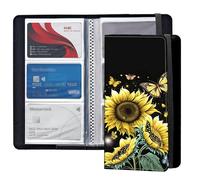 DIGTIALL 240 Business Card Book Holder, Name Card Organiser, Credit Card Binder, Professional ID Holder, Protector, PU Leather, Portable Business Card Book, Sunflower butterfly, 240 Business Card