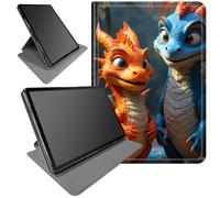 DIGTIALL 360° Rotating Case for 6" All New Kindle 10th Generation 2019 Release, Slim Smart Protective Cover with Auto Wake/Sleep Stand,Orange Blue Cartoon Little Dragon