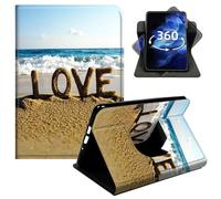 DIGTIALL 360° Rotating Case for Amazon Fire Fire HD 8 Tablet (8th/7th/6th Generation, 2018/2017/2016 Release), Smart PU Leather Stand Protective Cover with Auto Wake Sleep,Word Love On The Beach