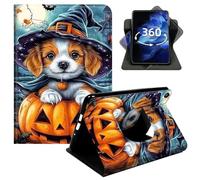 DIGTIALL 360° Rotating Case for Amazon Fire Max 11 Tablet (13th Generation, 2023 Release), Smart PU Leather Protective Cover with Auto Wake Sleep,Dog Wearing Witch Hat Pumpkin