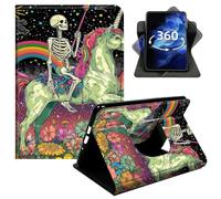 DIGTIALL 360° Rotating Case for Amazon Fire Max 11 Tablet (13th Generation, 2023 Release), Smart PU Leather Protective Cover with Auto Wake Sleep,Skeleton Riding A Unicorn