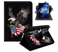 DIGTIALL 360° Rotating Case for Amazon HD 10 Tablet (5th/7th/9th Gen,2015/2017/2019 Release), Smart PU Leather Stand Protective Cover with Auto Wake Sleep,Bald Eagle and American Flag