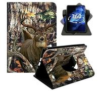 DIGTIALL 360° Rotating Case for Fire 7 2022 & Fire 7 Kids Tablet 12th Gen 2022 Release 7", Smart PU Leather Stand Protective Cover with Auto Wake Sleep,Camouflage Deer