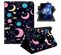 DIGTIALL 360° Rotating Case for Fire 7 2022 & Fire 7 Kids Tablet 12th Gen 2022 Release 7", Smart PU Leather Stand Protective Cover with Auto Wake Sleep,Stars and Moons