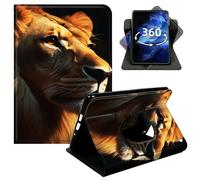 DIGTIALL 360° Rotating Case for Fire 7 2022 & Fire 7 Kids Tablet 12th Gen 2022 Release 7", Smart PU Leather Stand Protective Cover with Auto Wake Sleep,Lion Face